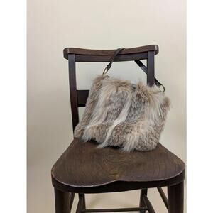 1990's rabbit fur cabincore hobo bag